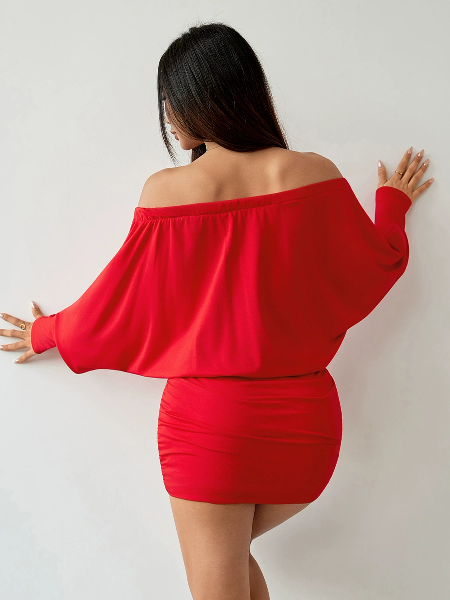Stylish Red Off Shoulder Bodycon Mini Dress - Image 4