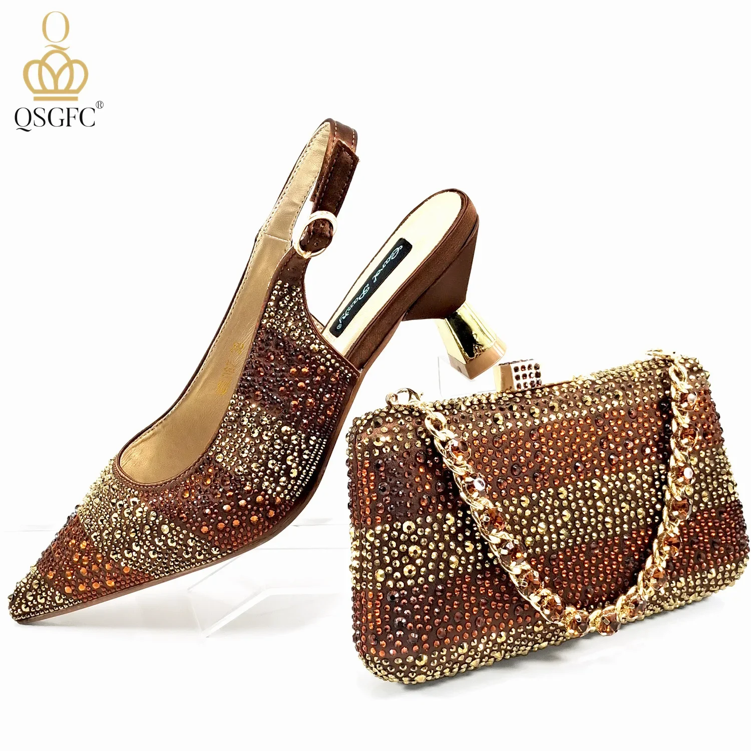 Women’s Shoes and Bag Set, Pointed Toe Striped High Heels for Banquets Daily - Image 5