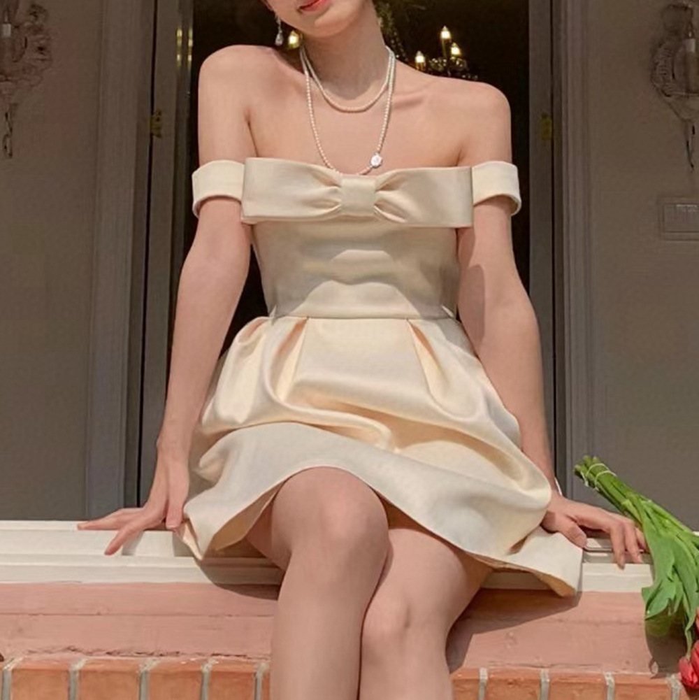Elegant Off-Shoulder Bow Princess Pettiskirt Dress