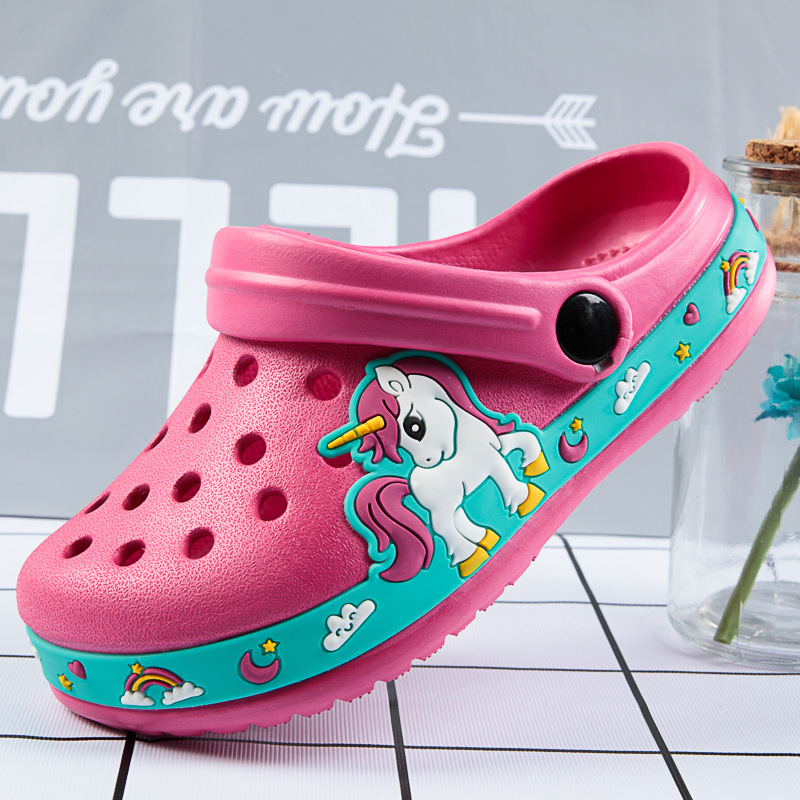 Kids Cartoon Clogs Sandals Slip-On Beach Shoes Purple - Image 3