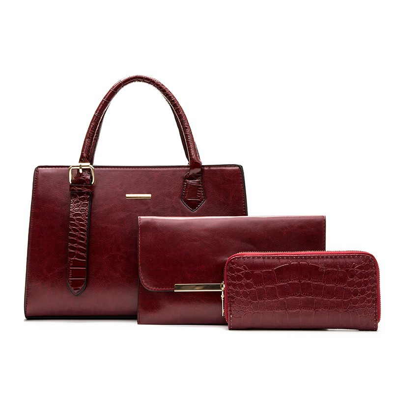 3-Piece Retro European Shoulder Messenger Bag Set women's shoulder messenger bag three-piece set mother and child bag - Image 3