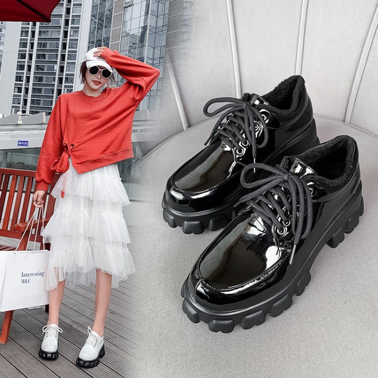 Women’s Platform Pumps Patent Leather Lace-Up White Shoes - Image 5