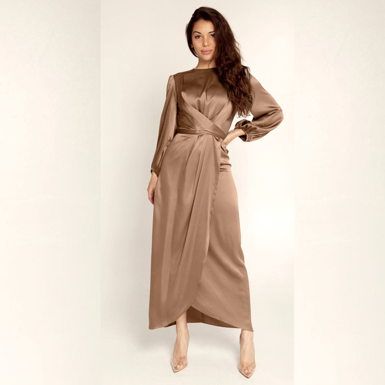 Soft Waist Satin Dress GH0068 for Women, Dubai Style - Image 2