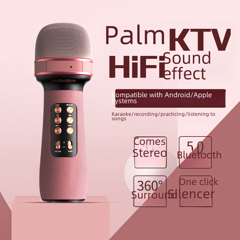 Bluetooth Karaoke Microphone WS898 Wireless Singing Mic Pink - Image 3