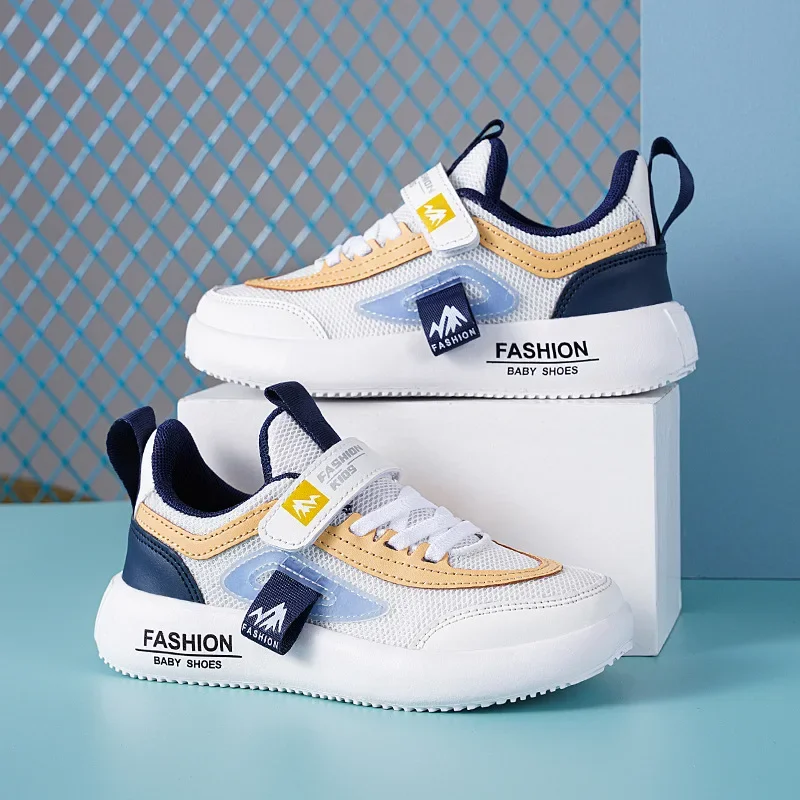Breathable Kids Mesh Sneakers White Blue 813 for Spring Autumn