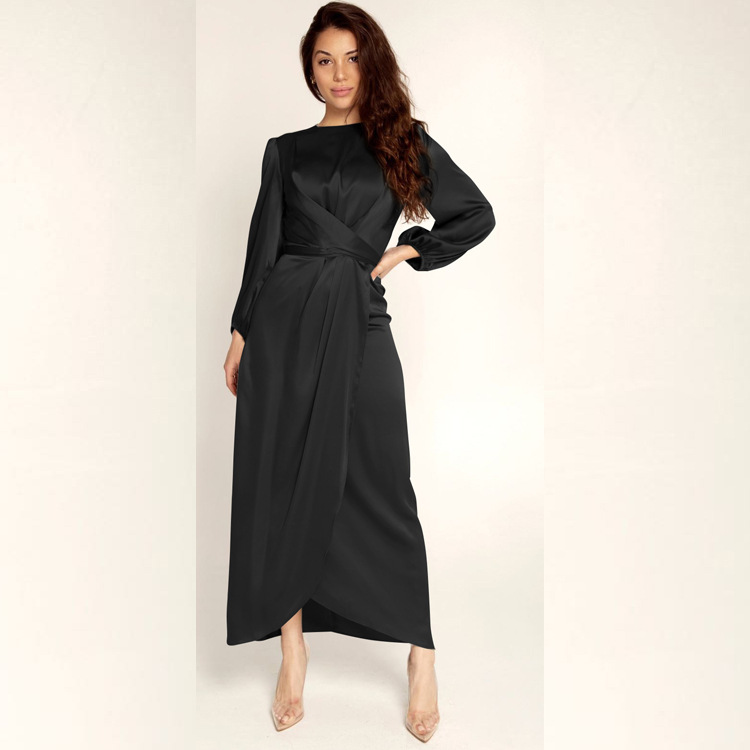 Soft Waist Satin Dress GH0068 for Women, Dubai Style - Image 3