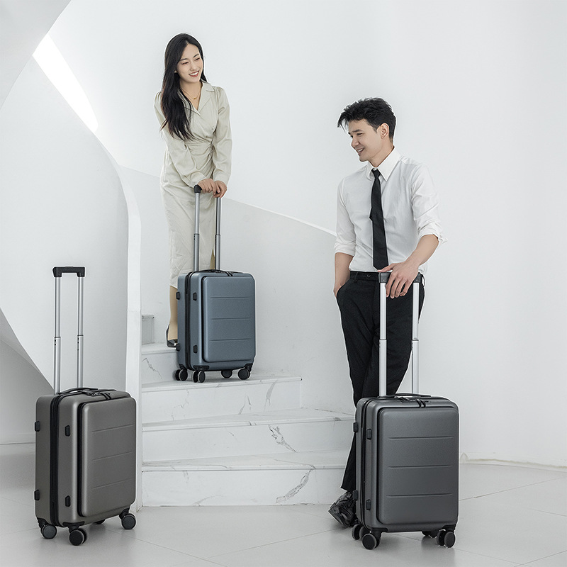 Front opening business luggage 20-inch small case men's and women's aluminum frame trolley suitcase suitcase drop-resistant - Image 2