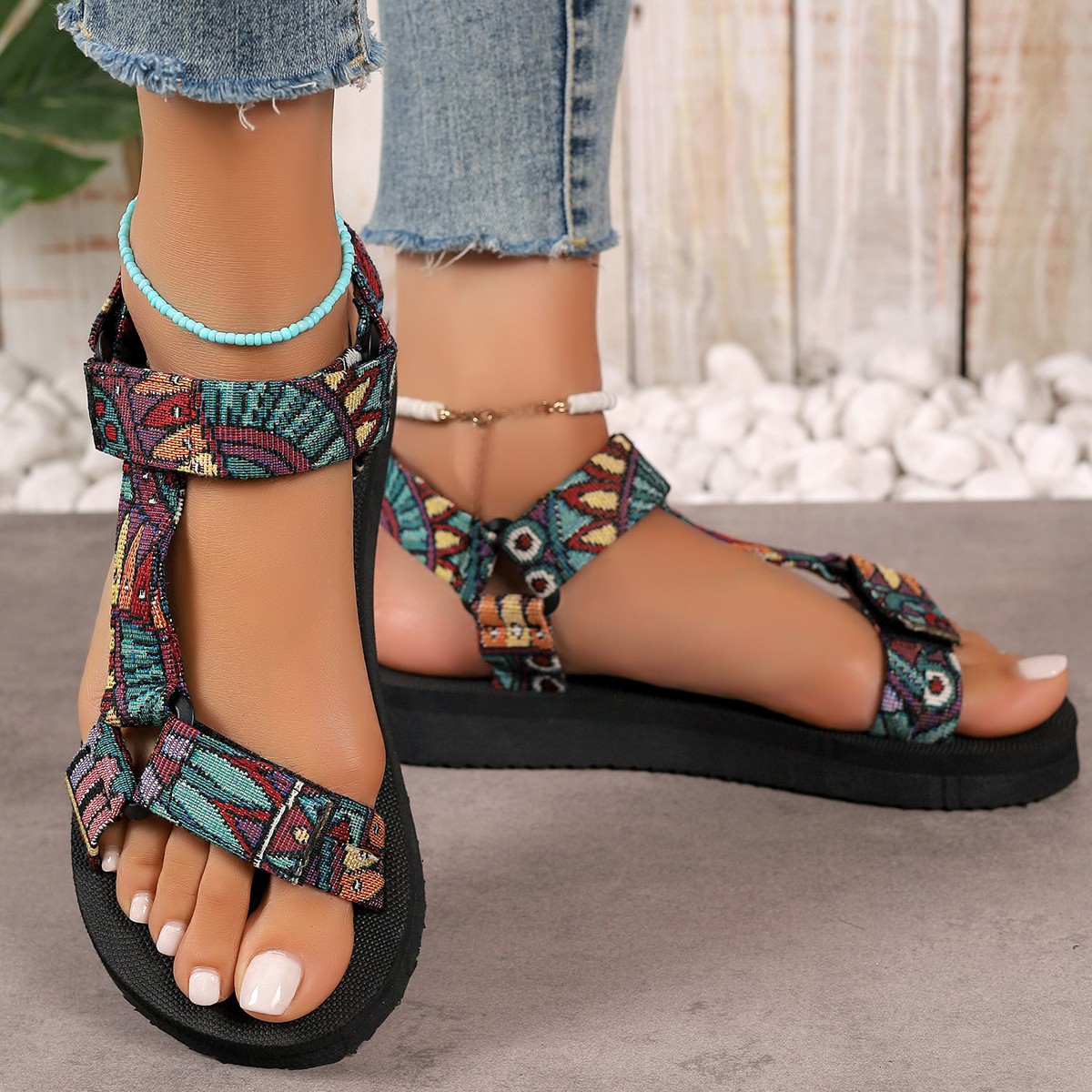 Stylish Plus Size Thick Bottom Summer Beach Sandals - Image 2