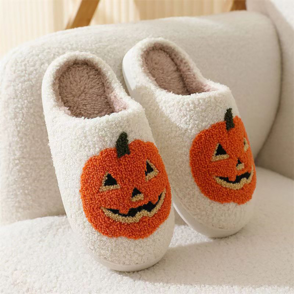 Halloween Pumpkin Cotton Slippers Thick Sole Warm House Shoes - Image 2
