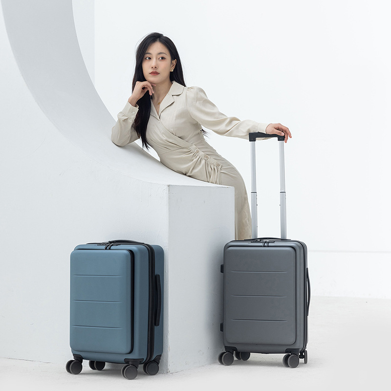 Front opening business luggage 20-inch small case men's and women's aluminum frame trolley suitcase suitcase drop-resistant - Image 3