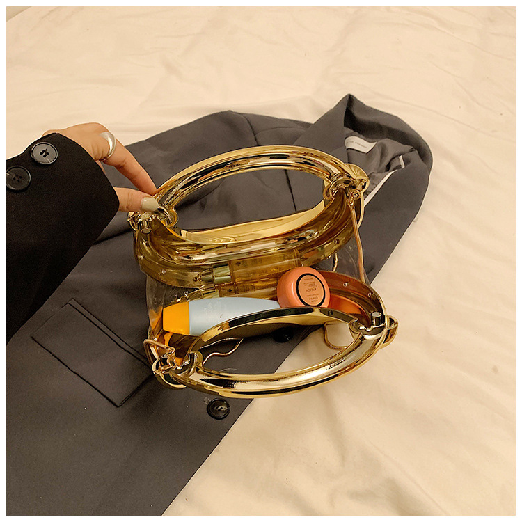 Luxury Gold Acrylic Beaded Box Handbag - Image 4