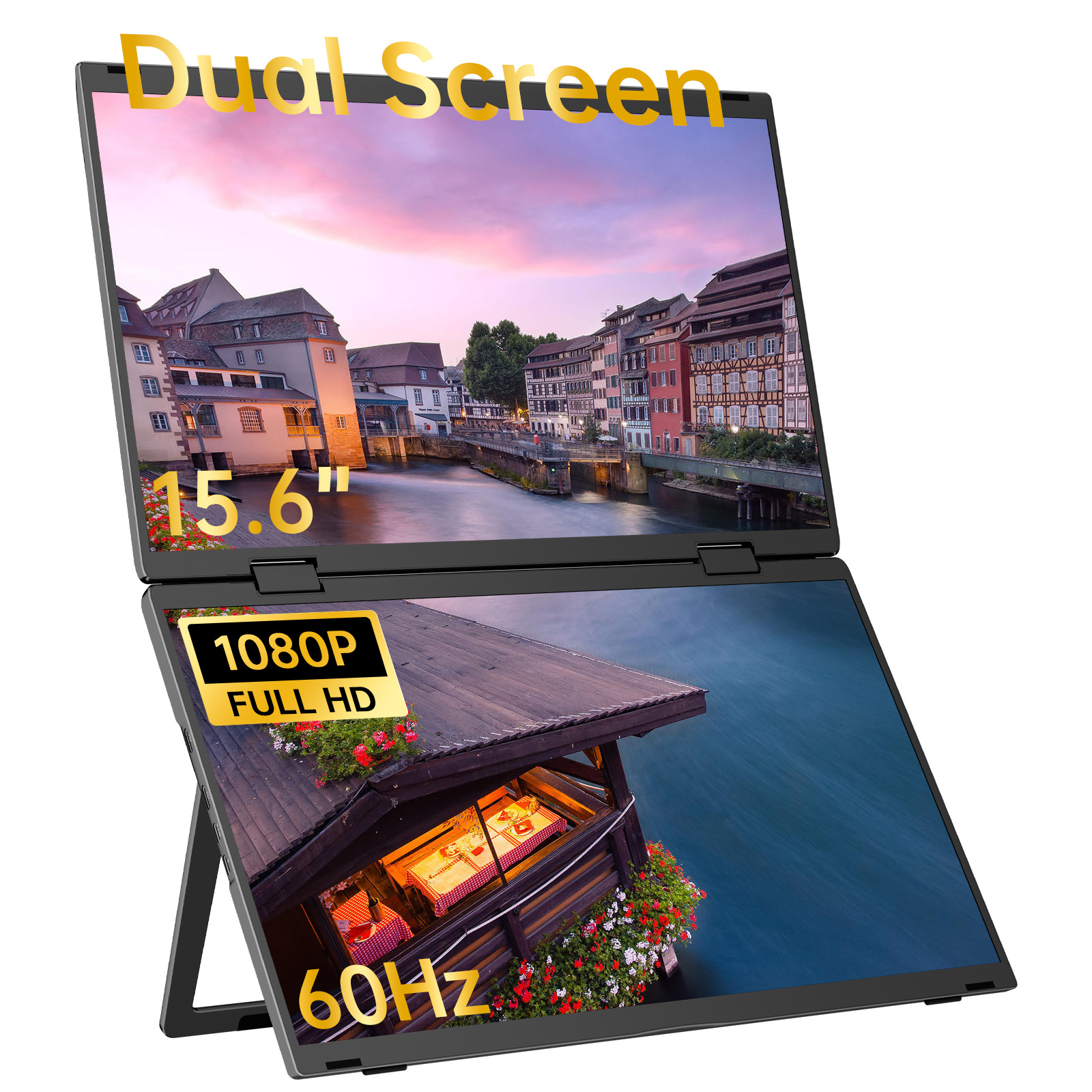 15.6 Inch Dual Screen Portable Monitor, 1080 P External Display for Laptop Office Gaming