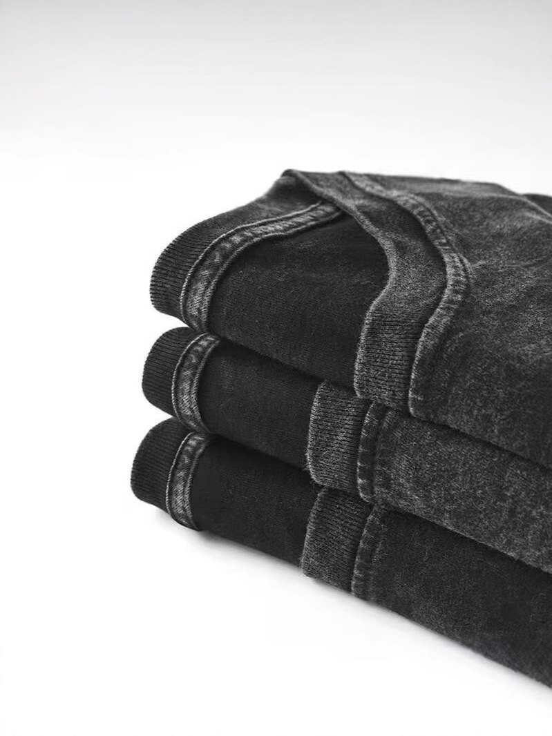 Heavy American retro oversize washed and worn loose cotton base couple summer short sleeve T-shirt men and women - Image 7