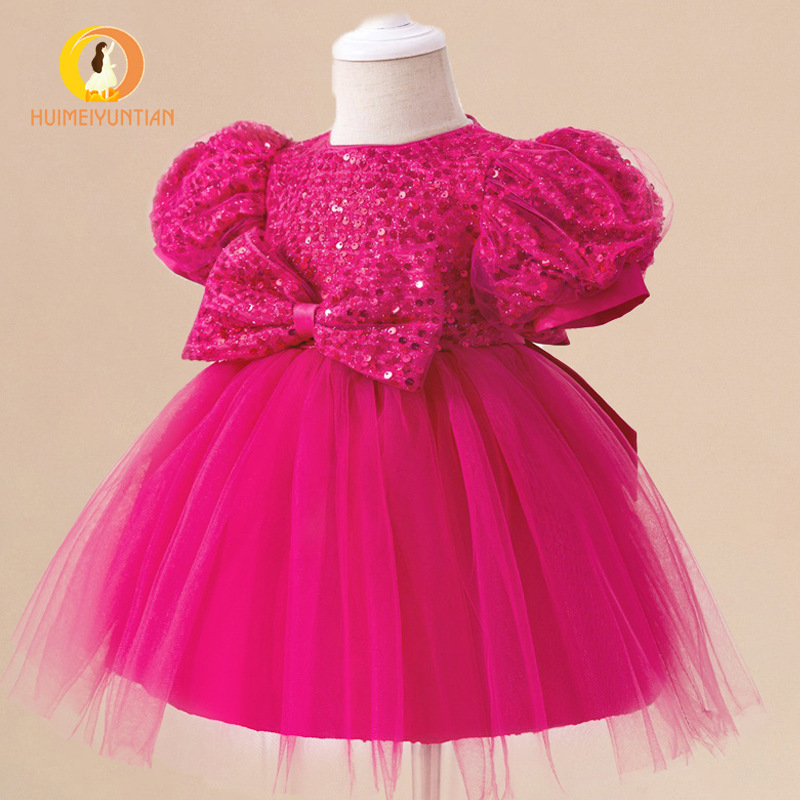 Vibrant Red Girls Puffy Princess Birthday Party Dress - Image 5
