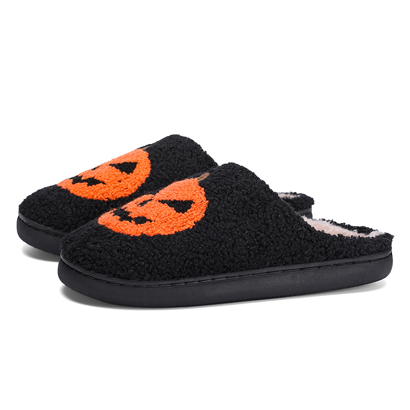 Halloween Pumpkin Cotton Slippers Thick Sole Warm House Shoes - Image 5