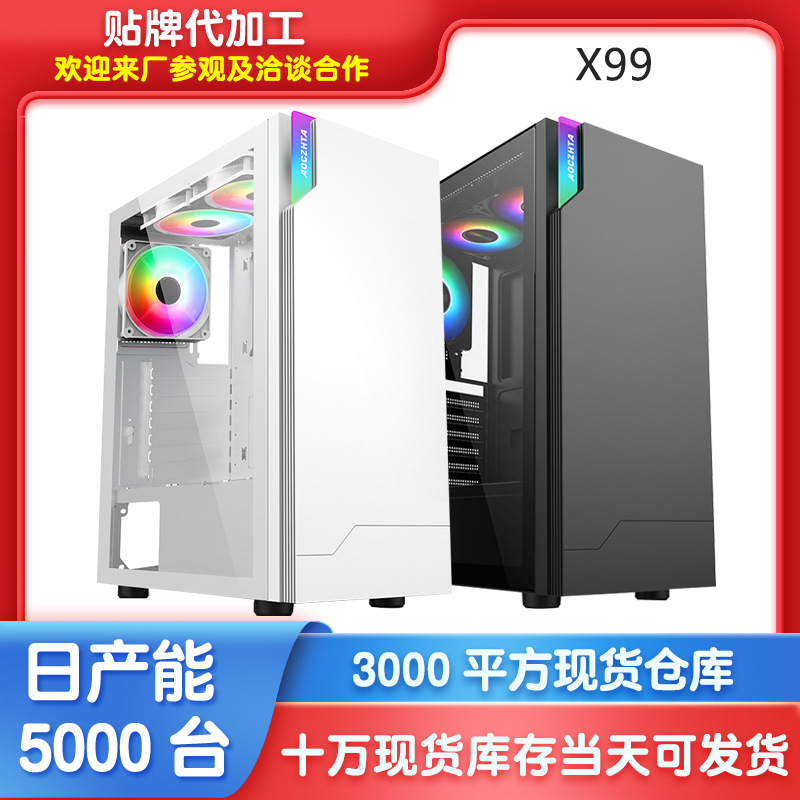 X99 Gaming Computer Case, Tempered Glass RGB Desktop - Image 2